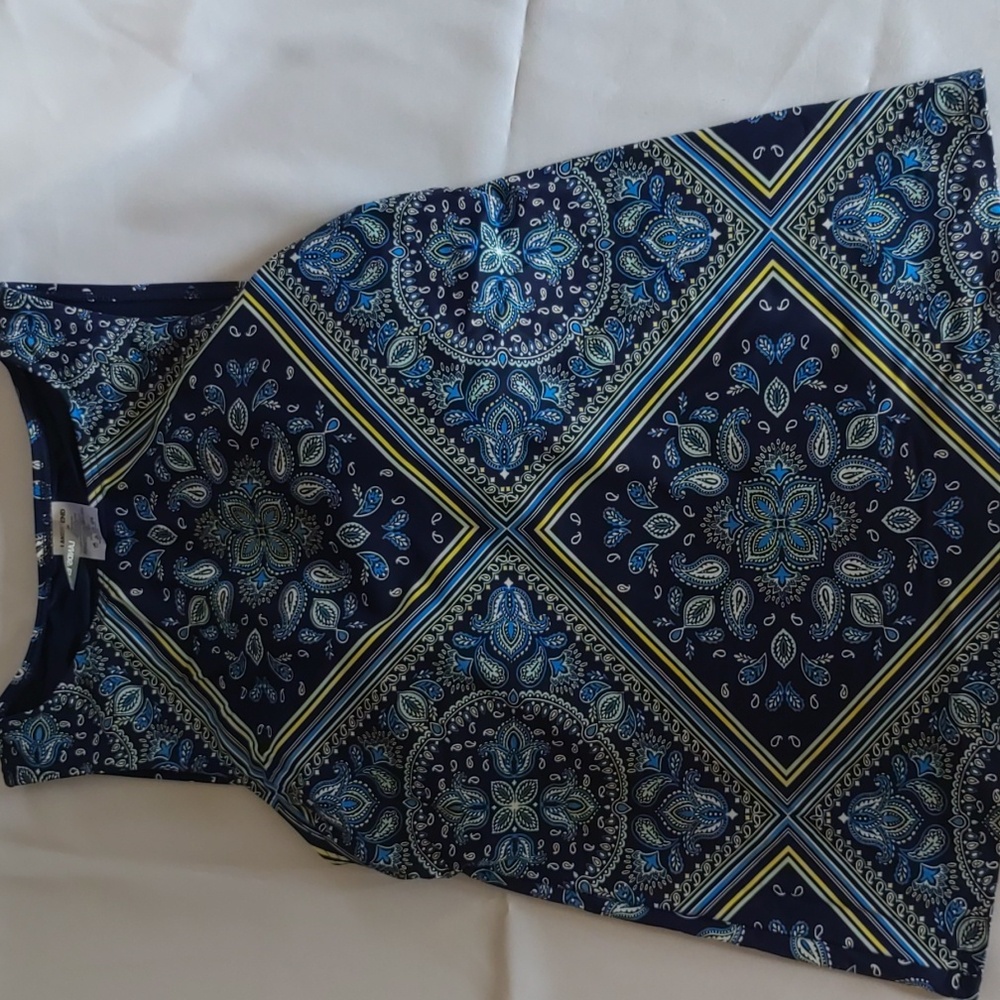 Lands' End Women's Swim Top - Navy and Yellow Pattern
